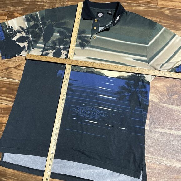 Vintage Tabasco AOP Golf Club Polo Collared Shirt Men’s Size XL Blue Green 90s - Picture 7 of 8